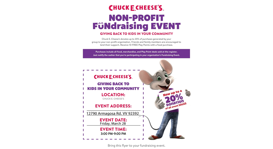 Chuck E. Cheese Fundraiser